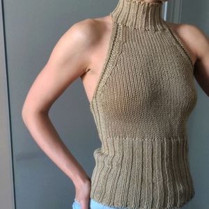 Benetton High Neck Halter Knitted Top, S